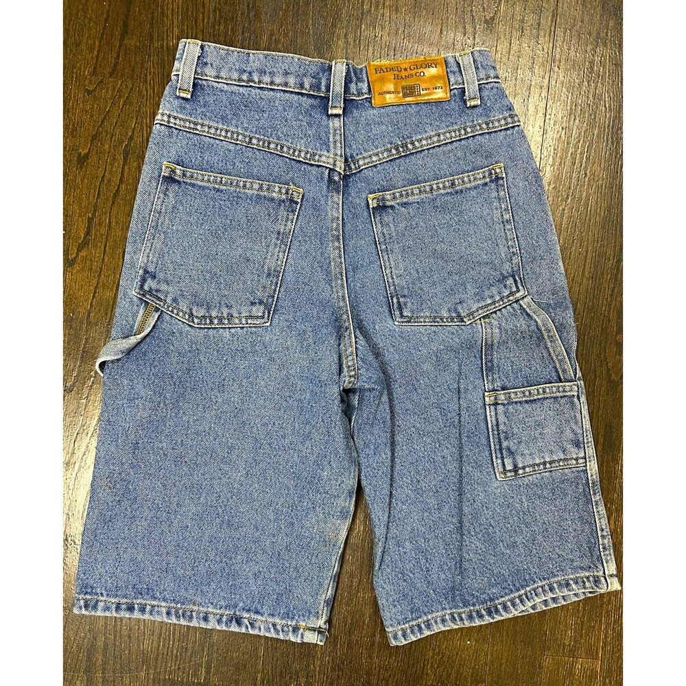 Vintage 90’s Kid Faded Glory Blue Denim Cargo Skater Shorts 100% Cotton Boys 12